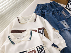 SSX220824-109 طقم ولادي قطعتين ( بلوزة + بنطلون جينز)