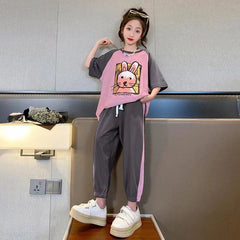 FU14042024-74 تريننج بناتي صيفي قطعتين ( بلوزة + بنطلون )