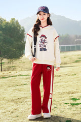 RM090424-3 بدلة سبورت قطني بناتي 3 قطع ( بلوزة + جكيت + بنطلون )