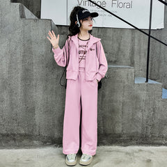 RM150424-3 طقم بناتي سبورت 3 قطع ( بلوزة + جكيت + بنطلون)