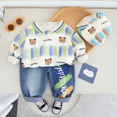 RM0608-20 طقم ولادي قطعتين ( بلوزة قطنية + بنطلون جينز )