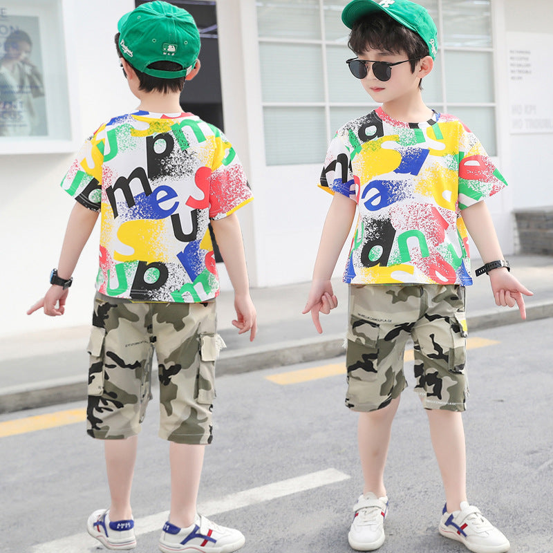 SS-2333B طقم ولادي كتان جيشي + بلوز قطنية