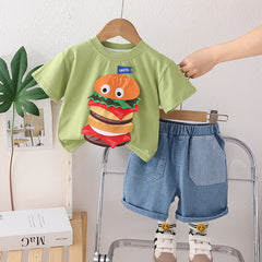 SSX220824-68 طقم ولادي قطعتين ( بلوزة + شورت)