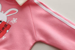 SSN040924-6 طقم بناتي قطعتين قطن خريفي ربيعي دافي ( بلوزة + بنطلون)