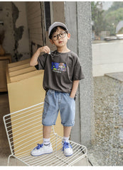 FU14042024-34 طقم ولادي قطعتين ( بلوزة + بنطلون جينز )