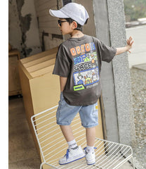 FU14042024-34 طقم ولادي قطعتين ( بلوزة + بنطلون جينز )