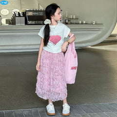 RM150424-37 طقم بناتي صيفي ( بلوزة + تنورة)