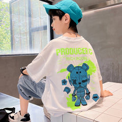 FU14042024-52 طقم ولادي صيفي قطعتين ( بلوزة + بنطلون)