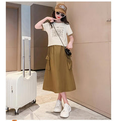 RM150424-24 طقم بناتي صيفي قطعتين ( بلوزة + تنورة )