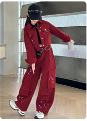 WZH191124-42 طقم جينز قطعتين ( جكيت + بنطلون)