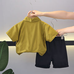 SSX220824-5 طقم ولادي 3 قطع ( قميص + شورت + جرافة )