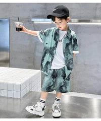 WZH301124-55 طقم ولادي صيفي قطعتين ( قميص + بنطلون)