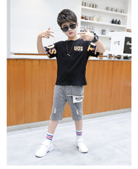 FU14042024-47 طقم ولادي قطعتين ( بلوزة + شورت طويل)