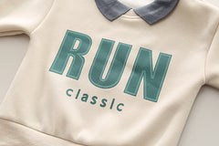 SSX220824-19 طقم ولادي شتوي تقيل مبطن فرو بالكامل قطعتين ( بلوزة + بنطلون)