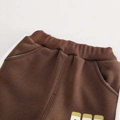 SSX220824-57 طقم ولادي شتوي تقيل مبطن فرو بالكامل قطعتين ( بلوزة + بنطلون)