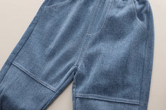 SSX220824-145 طقم ولادي 3 قطع ( جكيت جينز + بنطلون جينز + بلوزة )