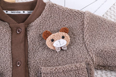 SSX220824-37 طقم ولادي شتوي مبطن فرو ( جكيت + بنطلون + لفحة)