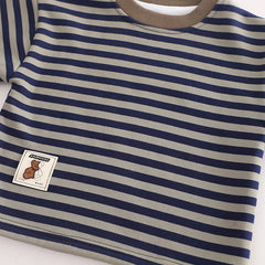 SSX220824-26 طقم ولادي شتوي تقيل مبطن فرو بالكامل قطعتين ( بلوزة + بنطلون)