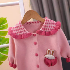 SSX220824-175 طقم بناتي صوف تقيل وناعم شتوي قطعتين ( جكيت + تنورة)