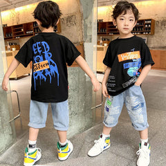 FU14042024-27 طقم ولادي قطعتين ( بلوزة + شورت)