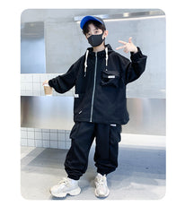 WZ261124-5 ترينج ولادي قطن ربيعي خريفي قطعتين ( جكيت + بنطلون)