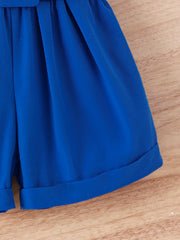 EU120424-28 طقم بناتي 3 قطع ( بلوزة + شورت + طاقية)