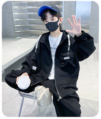 WZ261124-5 ترينج ولادي قطن ربيعي خريفي قطعتين ( جكيت + بنطلون)