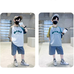 FU14042024-60 طقم ولادي صيفي قطعتين ( بلوزة + بنطلون)