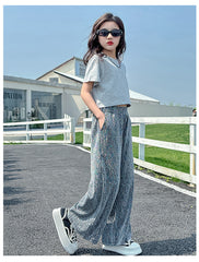 RM150424-36 طقم بناتي صيفي قطعتين ( بلوزة + بنطلون)