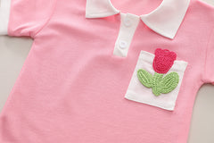 SSN040924-11 طقم بناتي صيفي قطعتين ( بلوزة + بنطلون)