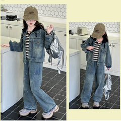 WZH191124-10 طقم جينز قطعتين (جكيت + بنطلون )