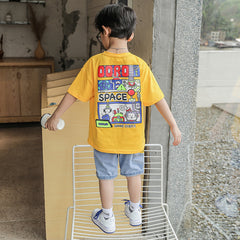 FU14042024-34 طقم ولادي قطعتين ( بلوزة + بنطلون جينز )