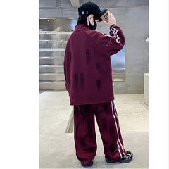 WZH301124-14 ترنج قطن خريفي ربيعي دافي قطعتين ( بلوزة + بنطلون )