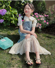 RM150424-34 فستان جينز بناتي مع قميص