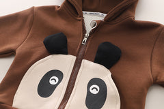 SSX220824-22 طقم باندا ولادي شتوي تقيل مبطن فرو بالكامل قطعتين ( جكيت + بنطلون)