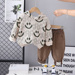 SSX220824-60 طقم ولادي شتوي تقيل مبطن فرو بالكامل قطعتين ( بلوزة + بنطلون)