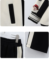 RM090424-3 بدلة سبورت قطني بناتي 3 قطع ( بلوزة + جكيت + بنطلون )