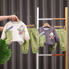 SSX220824-150 طقم ولادي قطن تقيل خريفي ربيعي ( بلوزة + بنطلون)