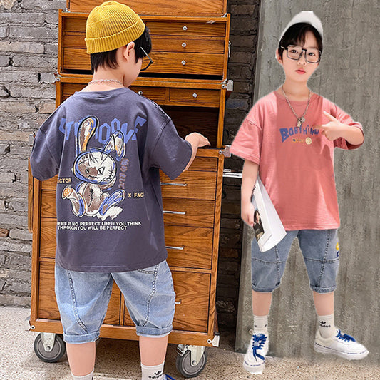 FU14042024-53 طقم ولادي قطعتين ( بلوزة + بنطلون)