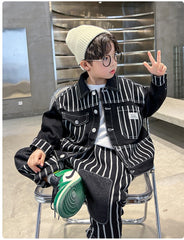 RM1227-16 طقم جينز ولادي قطعتين ( جكيت + بنطلون )