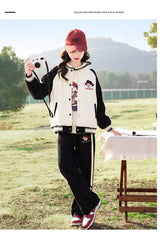 RM090424-3 بدلة سبورت قطني بناتي 3 قطع ( بلوزة + جكيت + بنطلون )