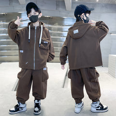 WZ261124-5 ترينج ولادي قطن ربيعي خريفي قطعتين ( جكيت + بنطلون)