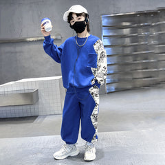 WZH301124-52 بدلة سبورت ولادي قطن قطعتين ( بلوزة + بنطلون)