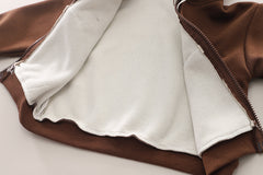 SSX220824-22 طقم باندا ولادي شتوي تقيل مبطن فرو بالكامل قطعتين ( جكيت + بنطلون)