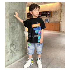 FU14042024-27 طقم ولادي قطعتين ( بلوزة + شورت)