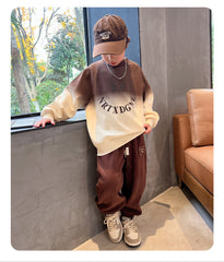 WZH301124-54  ترينج ولادي خريفي شتوي تقيلة قطعتين ( بلوزة + بنطلون)