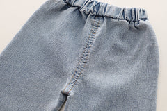 SSN040924-49 طقم بناتي ربيعي خريفي قطعتين ( بلوزة قطن دافي+ بنطلون جينز )