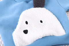 SSX220824-36 طقم ولادي شتوي تقيل مبطن فرو بالكامل قطعتين ( بلوزة + بنطلون)