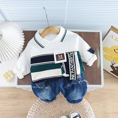 SSX220824-109 طقم ولادي قطعتين ( بلوزة + بنطلون جينز)