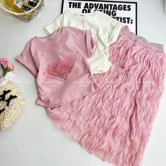 RM150424-37 طقم بناتي صيفي ( بلوزة + تنورة)